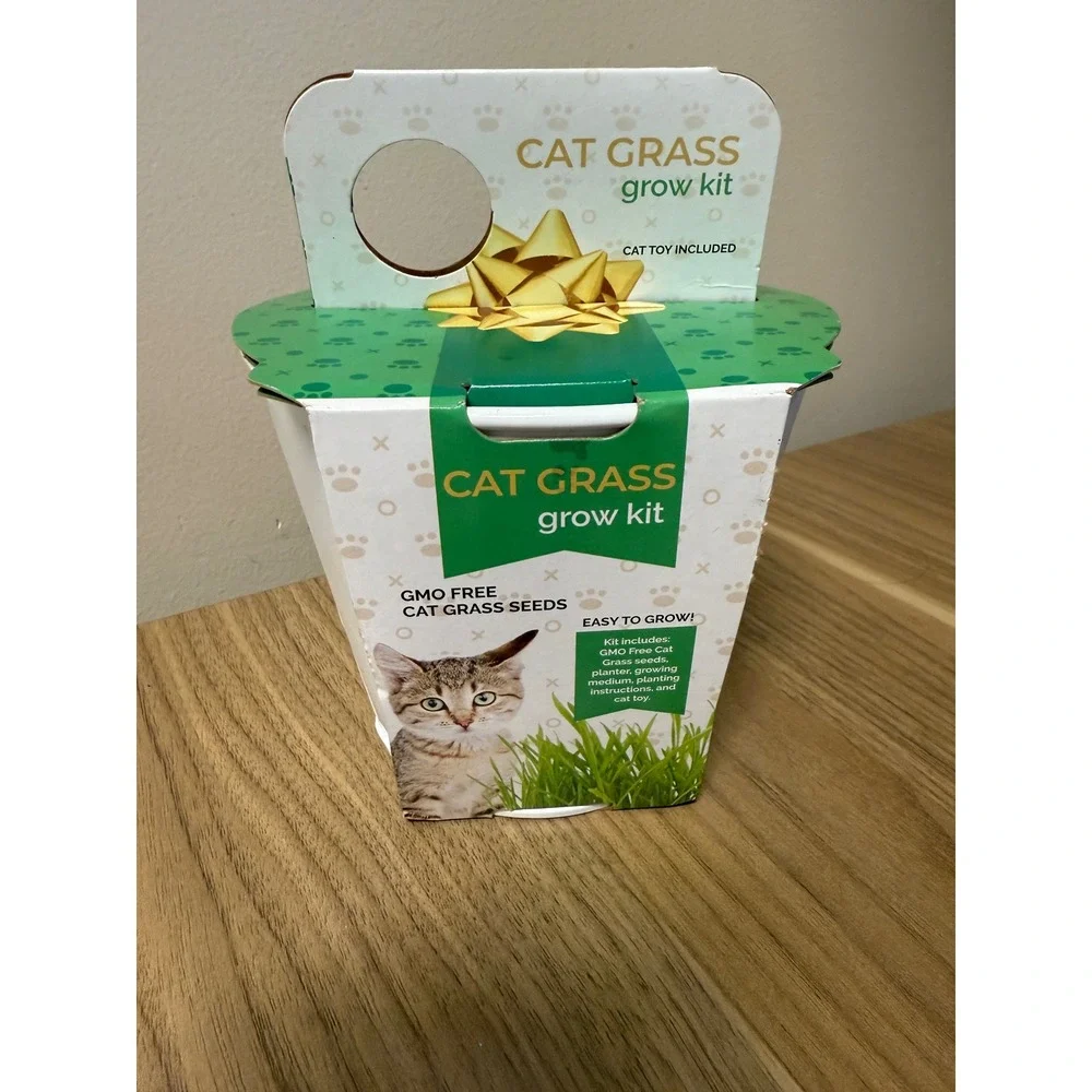 Garden State Bulb Co Cat Grass Grow Kit Holiday Cat Planter with Catnip Toy NEW